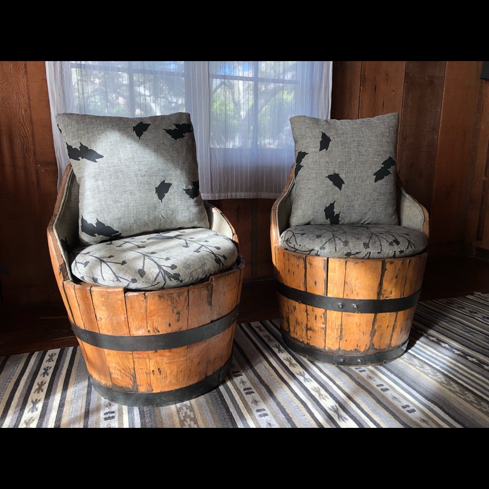 SAVED barrel chairs - one of a kind.
